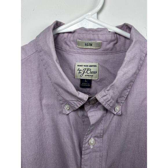 J Crew Secret Wash Button Down Shirt Large Lavendar Slim Untucked Stretch - Picture 2 of 10